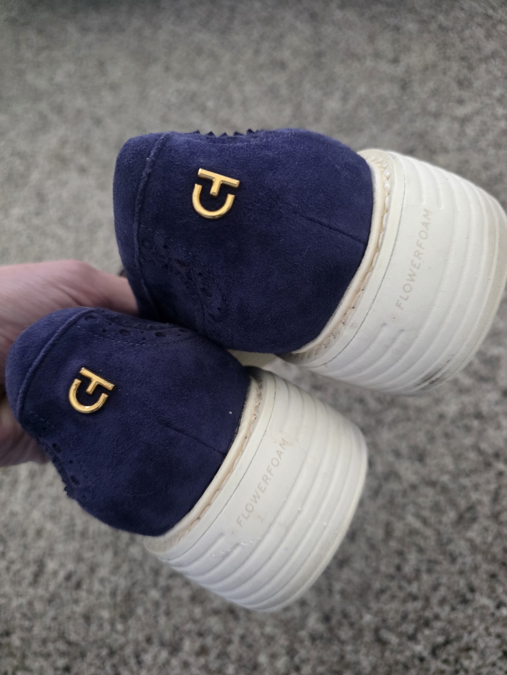 Classic Navy Suede Platform Loafers - Women's Slip-On Flats COLE HAAN Sz 9 - Picture 9 of 11